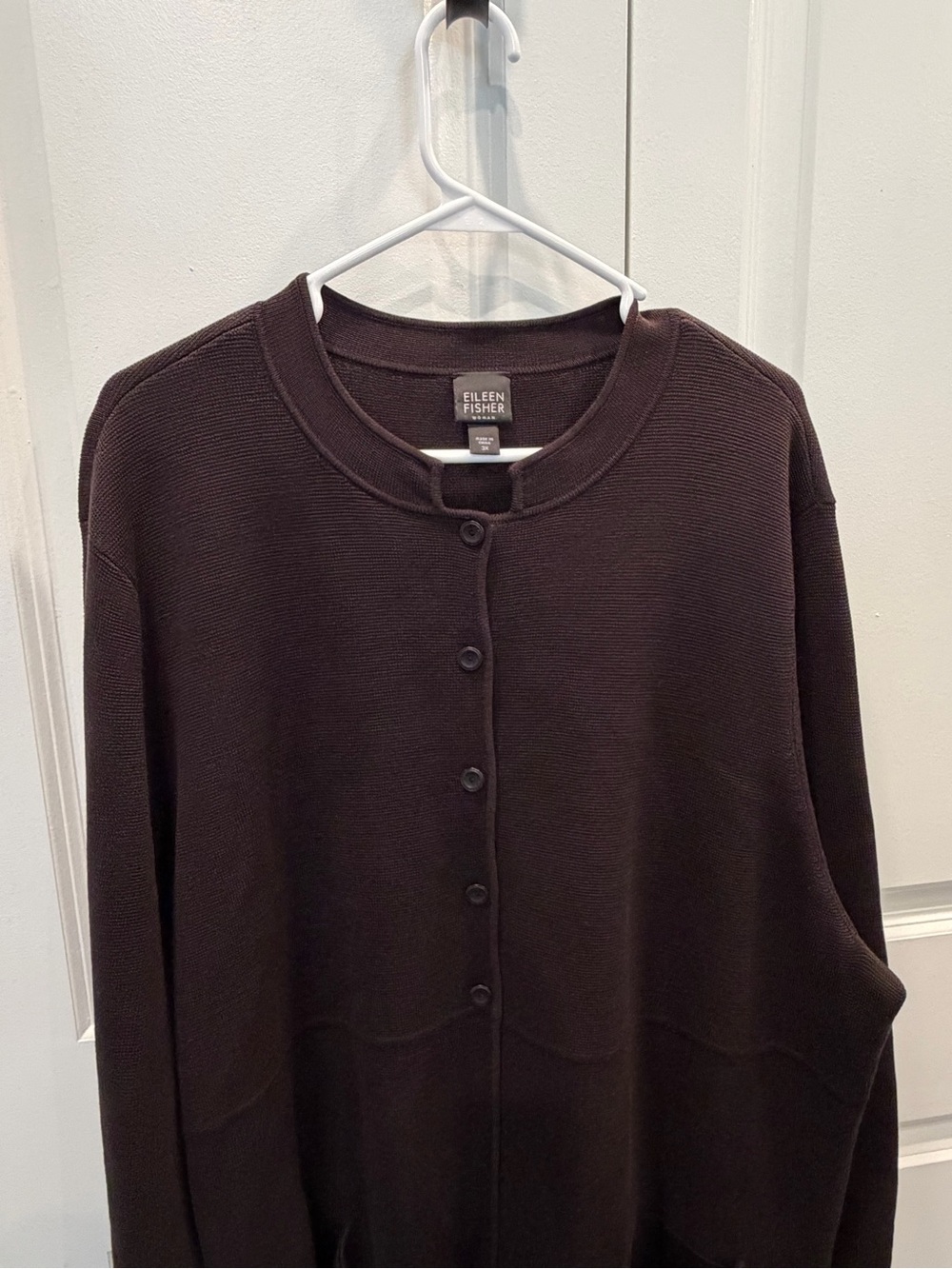 Eileen Fisher Silk Cotton Mandarin Collar Cardigan - Picture 4 of 6